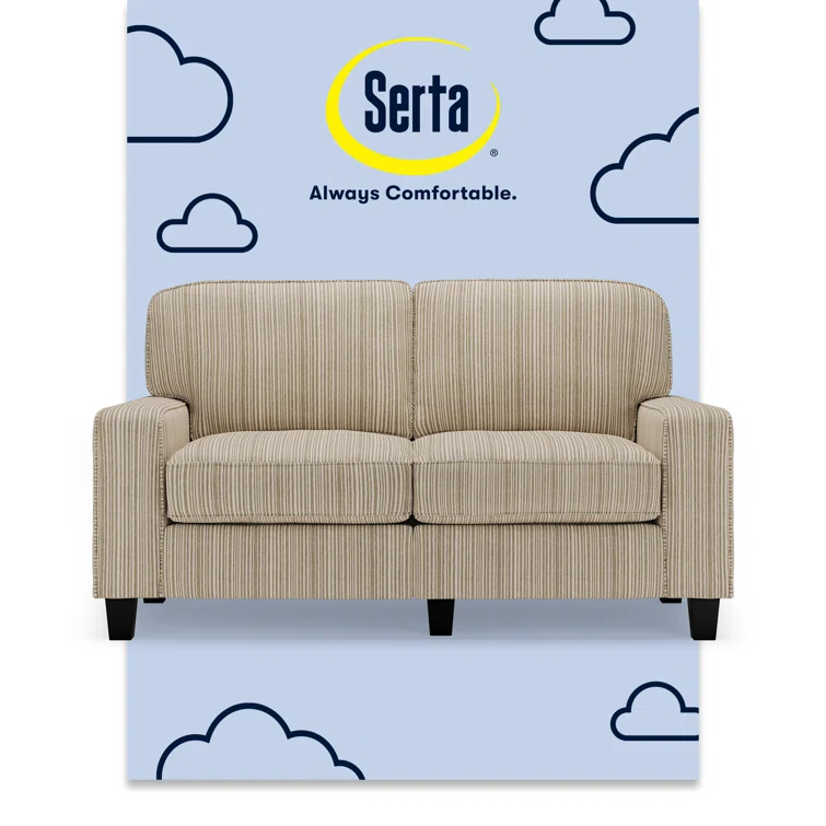 Serta Palisades 61" Track Arm Sofa, Easy Care Fabric, Soft Pillow Back, Pocket Coil Seat Cushions