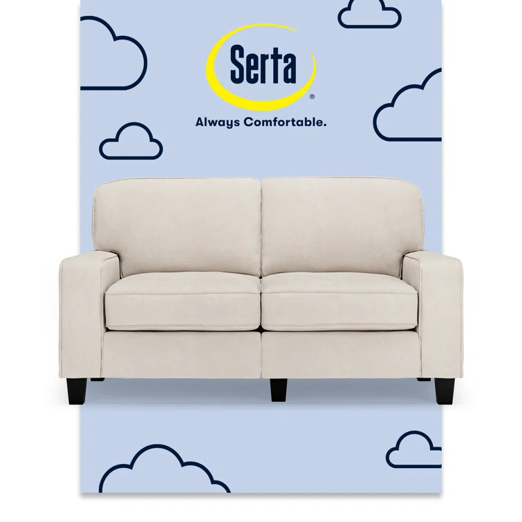 Serta Palisades 61" Track Arm Sofa, Easy Care Fabric, Soft Pillow Back, Pocket Coil Seat Cushions