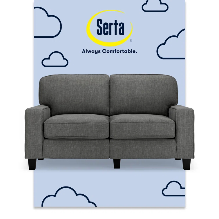 Serta Palisades 61" Track Arm Sofa, Easy Care Fabric, Soft Pillow Back, Pocket Coil Seat Cushions