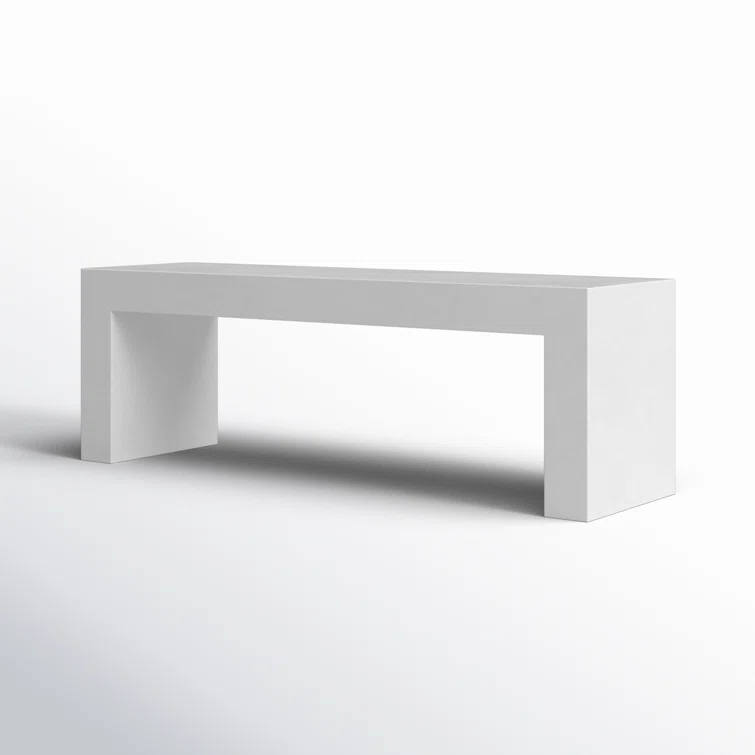 Lazarus White Fiber-Reinforced Concrete Outdoor Dining Bench
