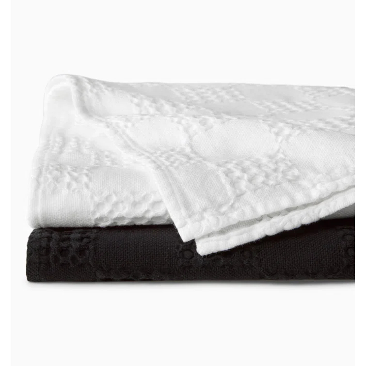 White Cotton Waffle Weave Kitchen Towel Set