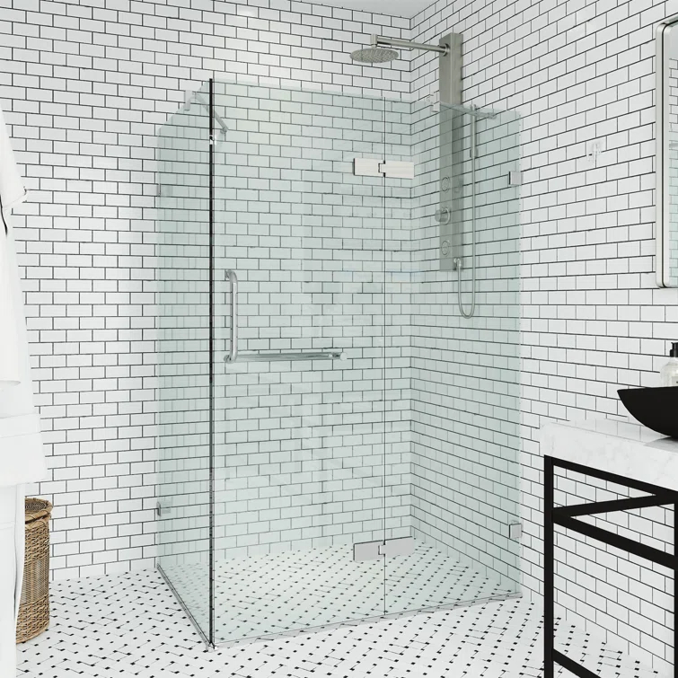VIGO Monteray 46" W x 30" D x 73" H Hinged Frameless Shower Enclosure with 3/8  Clear Glass VG6011CHCL48