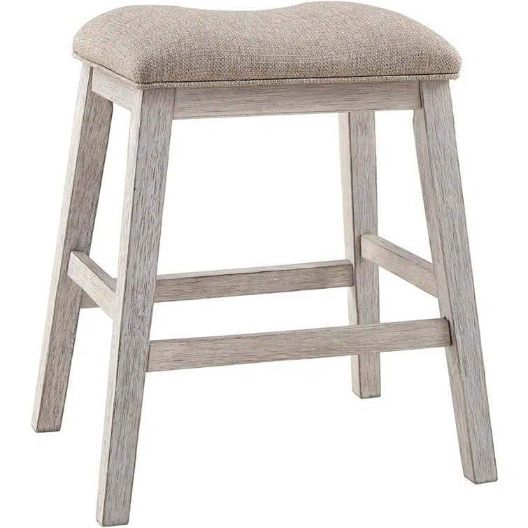 Signature Design By Ashley Skempton Modern 24" Counter Height Upholstered Barstool, 2 Count, Whitewash