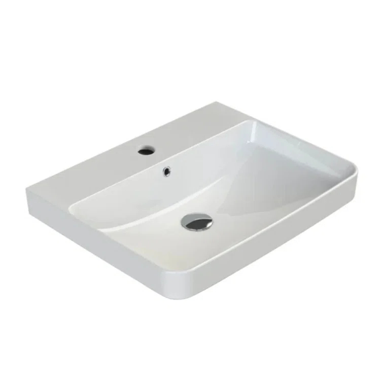 CeraStyle by Nameeks CeraStyle 079600-U-One Hole CeraStyle By Nameeks Noura 18.8'' Ceramic Rectangular Bathroom Sink with Overflow
