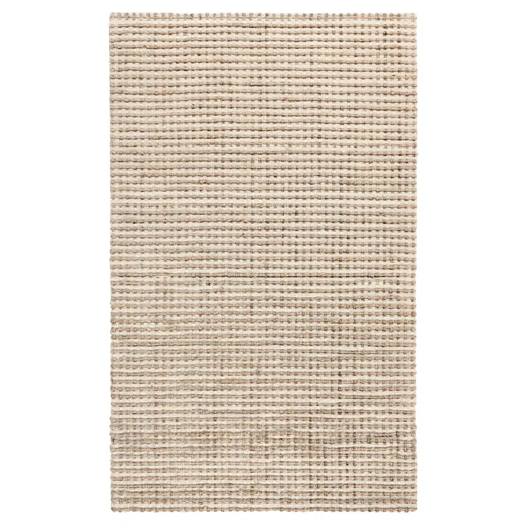 Rectangle Herringbone Hand Woven Jute/Sisal Area Rug in Beige