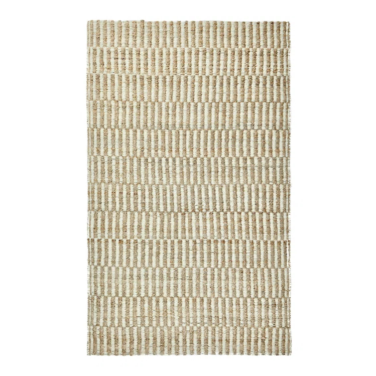 Handwoven Ivory and Natural Jute Rectangular 8' x 10' Area Rug