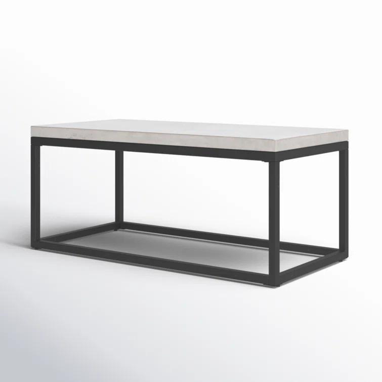 Maximus Rectangular Black and Gray Concrete Iron Coffee Table