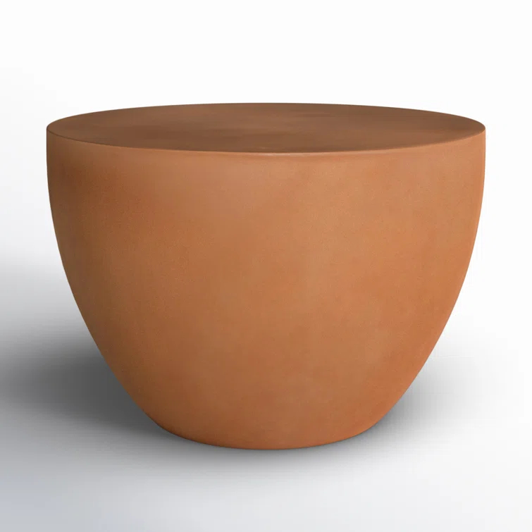 Terracotta Round Concrete Drum End Table