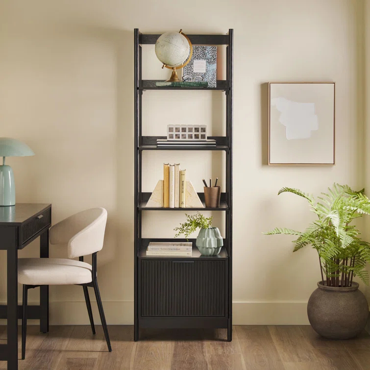 Transitional Narrow Bookshelf with Drawer on Bottom