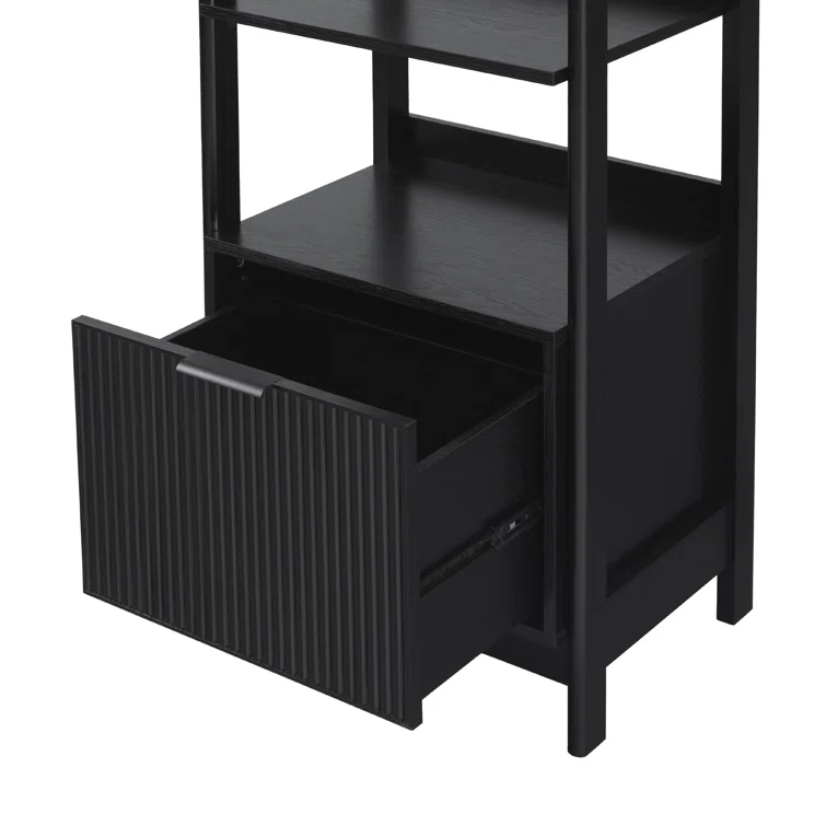 Transitional Narrow Bookshelf with Drawer on Bottom