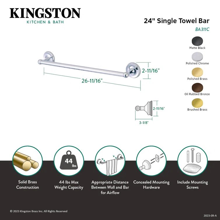 Kingston Brass Classic 24-Inch Towel Bar