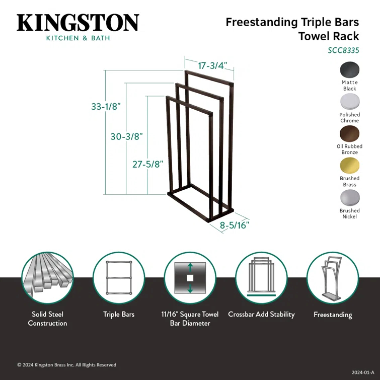 Kingston Brass SCC8331 Kingston Brass Edenscape Freestanding 3-Tier Towel Rack