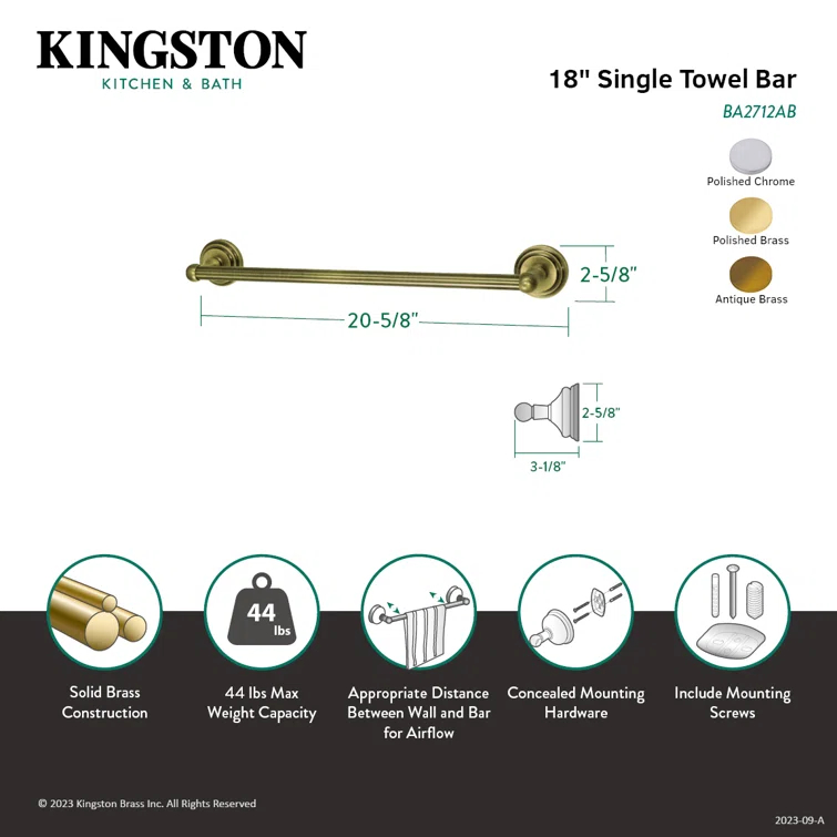 Kingston Brass Milano 18-Inch Towel Bar