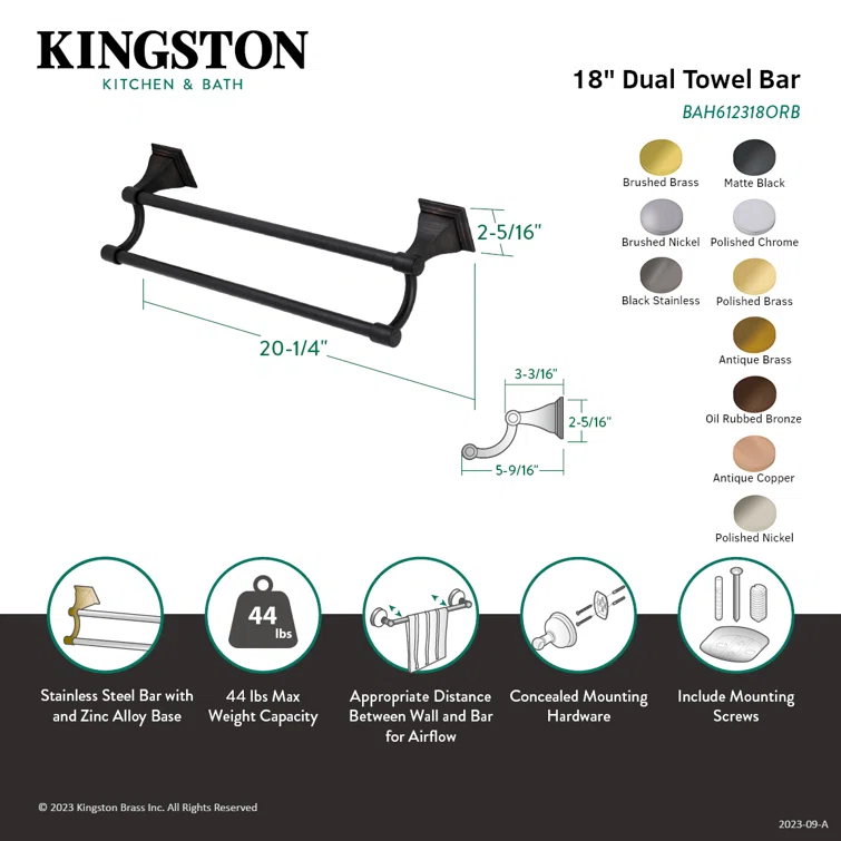 Kingston Brass Monarch Dual Towel Bar