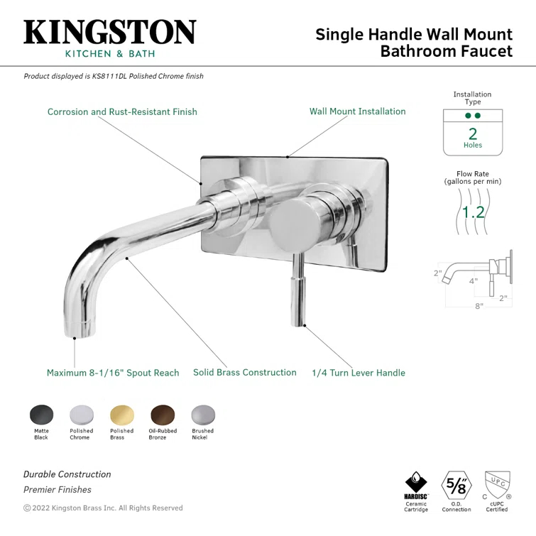 Concord Wall Mounted Bathroom Faucet