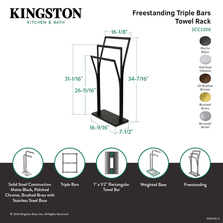 Kingston Brass Edenscape Freestanding Y-Style Towel Rack