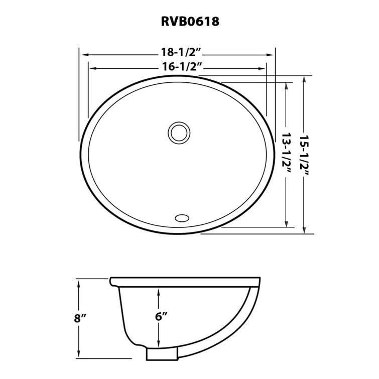 Ruvati 16 x 13 inch Undermount Bathroom Sink Oval Porcelain Ceramic with Overflow