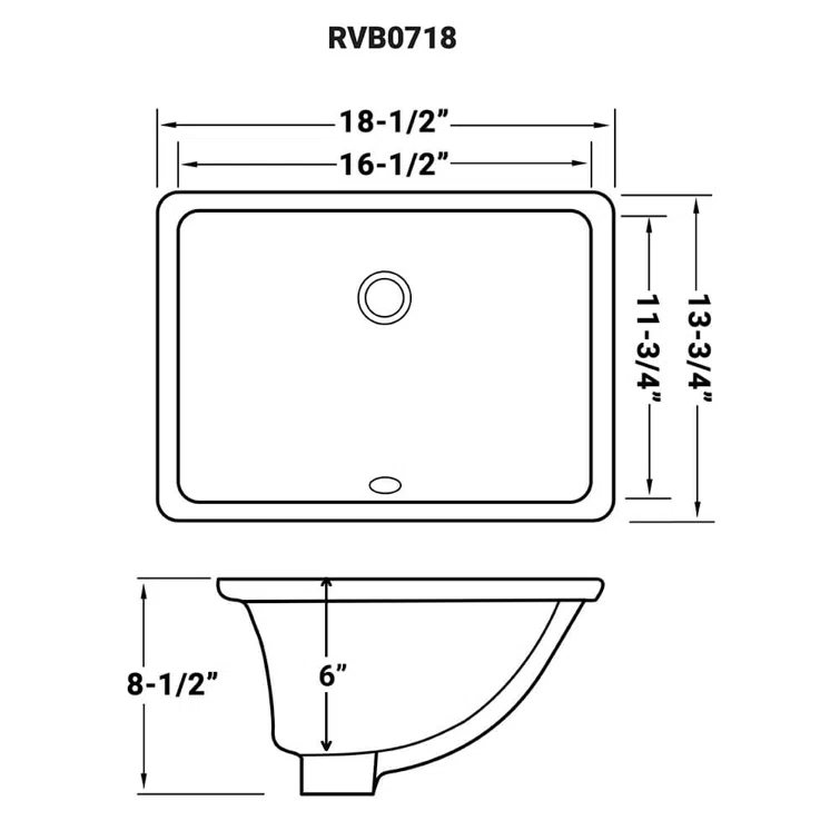 Ruvati 17 x 12 inch Undermount Bathroom Rectangular Porcelain Ceramic Sink with Overflow