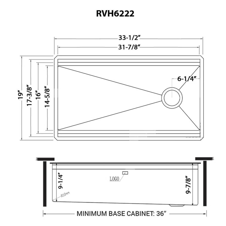 Ruvati 20 x 14 inch Semi-Recessed Drop-in Topmount Rectangular Bathroom Sink