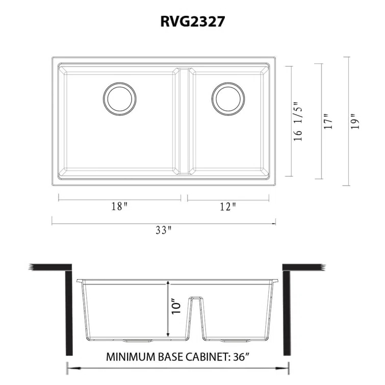 Ruvati 33-inch epiRock Workstation Double Bowl Undermount Kitchen Sink