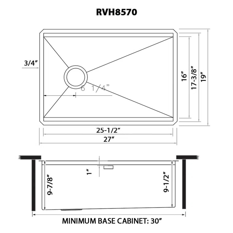 Ruvati 27-inch Workstation Slope Bottom Offset Drain Undermount 16 Gauge Kitchen Sink