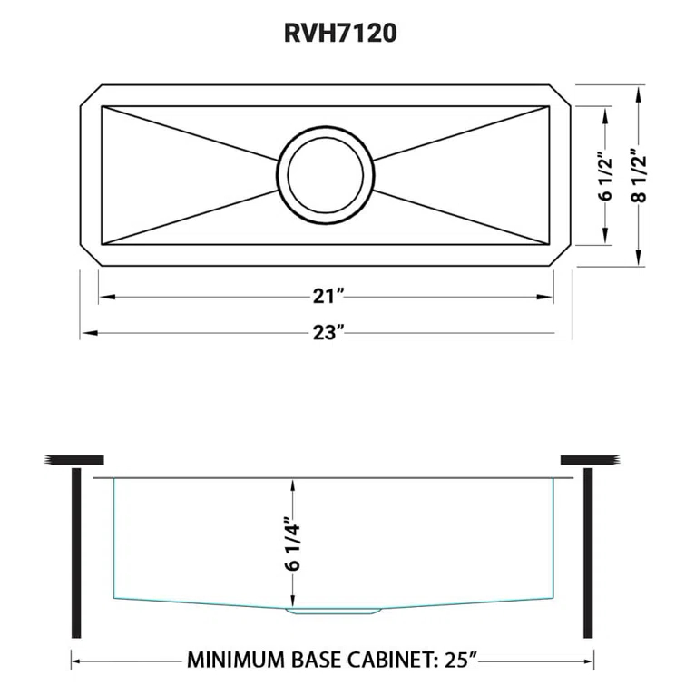 Ruvati Bar Prep Sink Narrow Trough Undermount 16 Gauge Stainless Steel Single Bowl