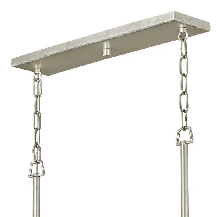 Farrah 10-Light White Linen Linen Chandelier w/ Hammered Crosshatch Bars
