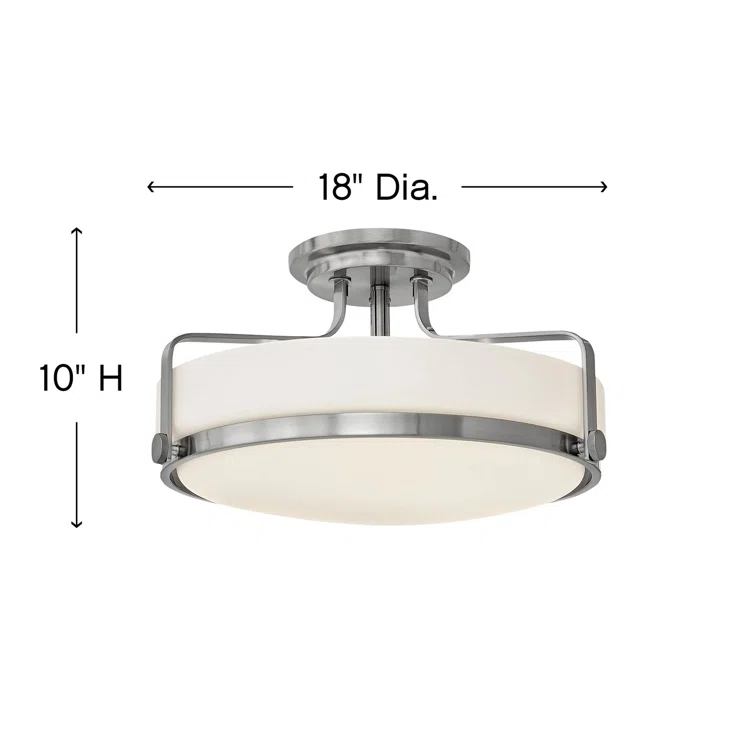 Harper Three Light 18" Retro Bowl Semi-Flush Mount Ceiling Light