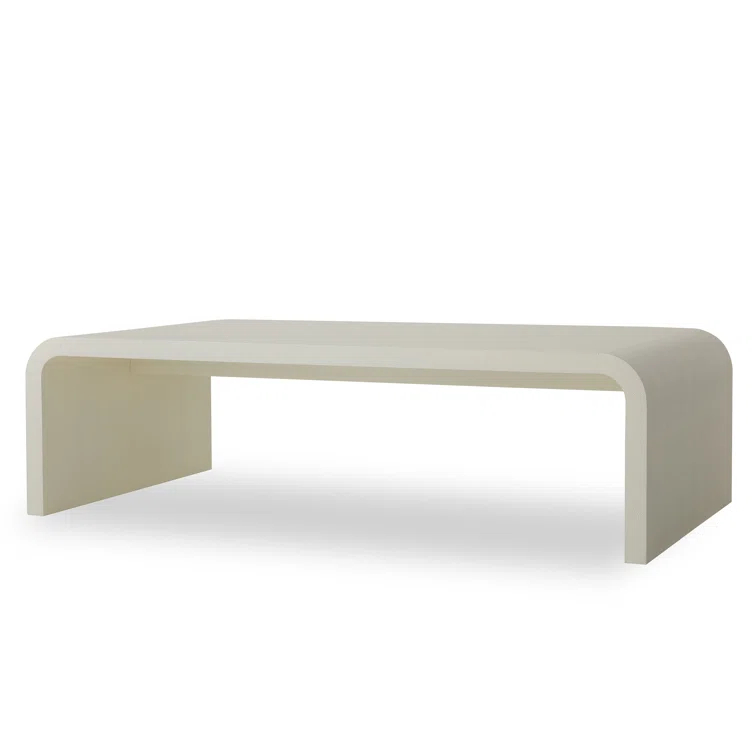 Modern Off-White Polished Rectangular Cocktail Table