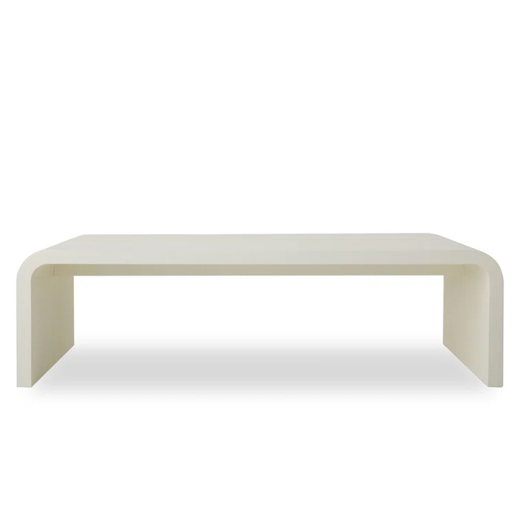 Modern Off-White Polished Rectangular Cocktail Table