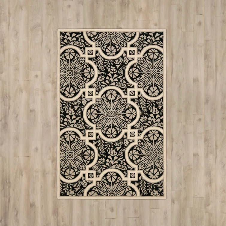 French Martha Stewart Hand Tufted Wool Floral Rug
