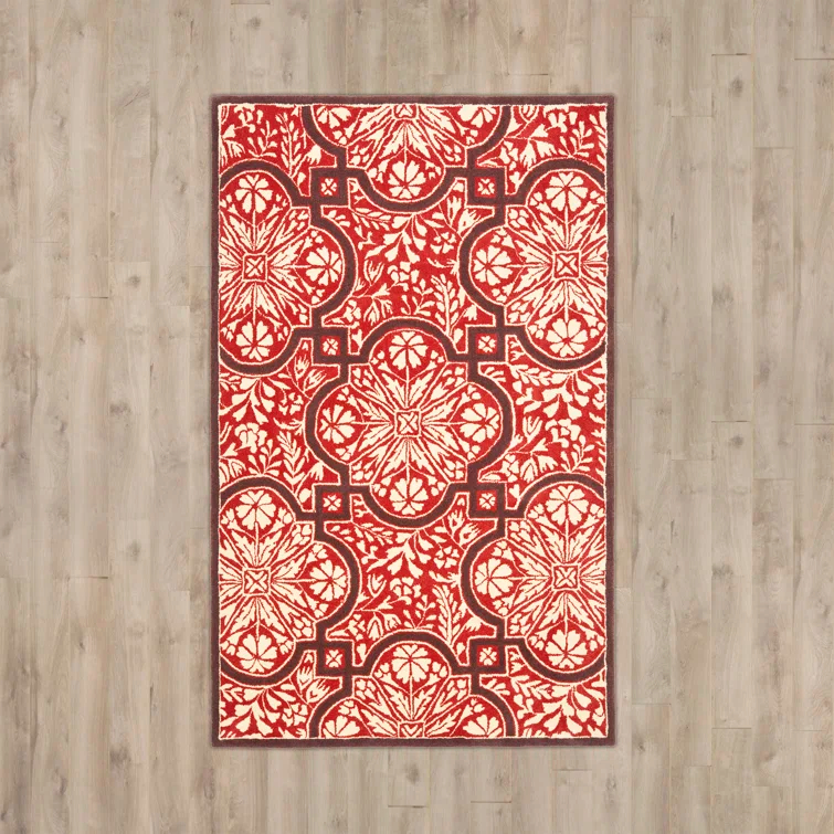 French Martha Stewart Hand Tufted Wool Floral Rug