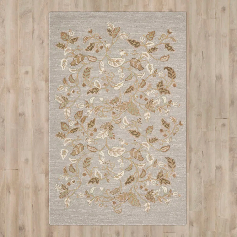 Autumn Martha Stewart Hand Tufted Wool/Viscose Floral Rug in Gray
