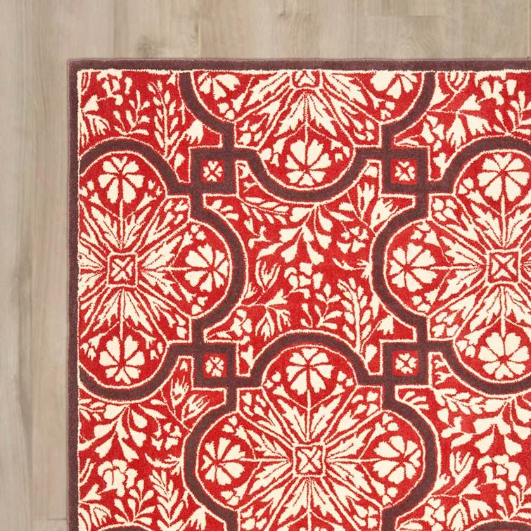 French Martha Stewart Hand Tufted Wool Floral Rug