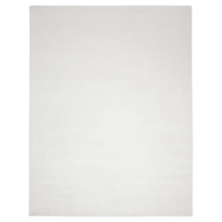 Elegant Handmade Ivory Stripe Wool & Viscose 10' x 14' Area Rug