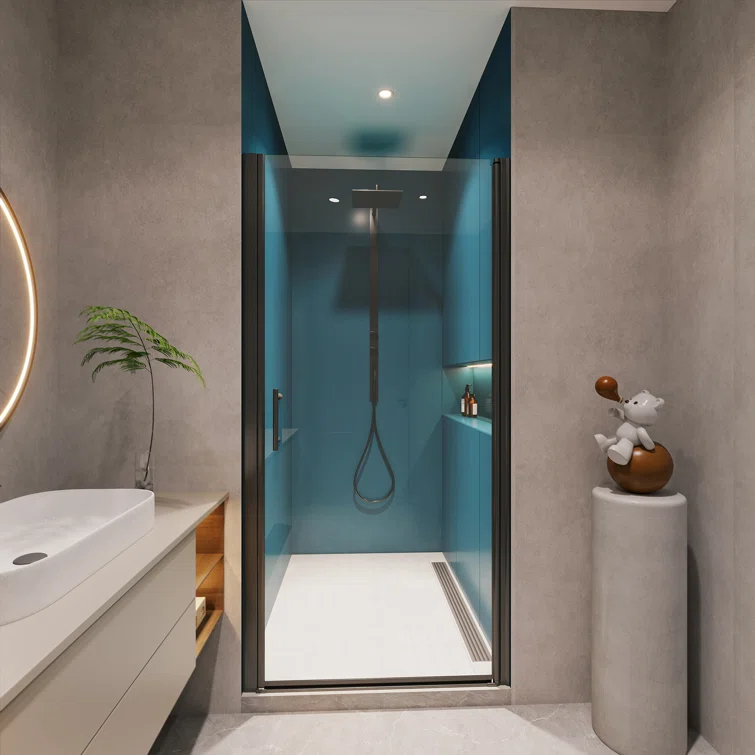 ACE DECOR AD053472 34" W x 72" H Frameless Pivot Shower Door, 1/4" (6mm) Clear SGCC Tempered Glass