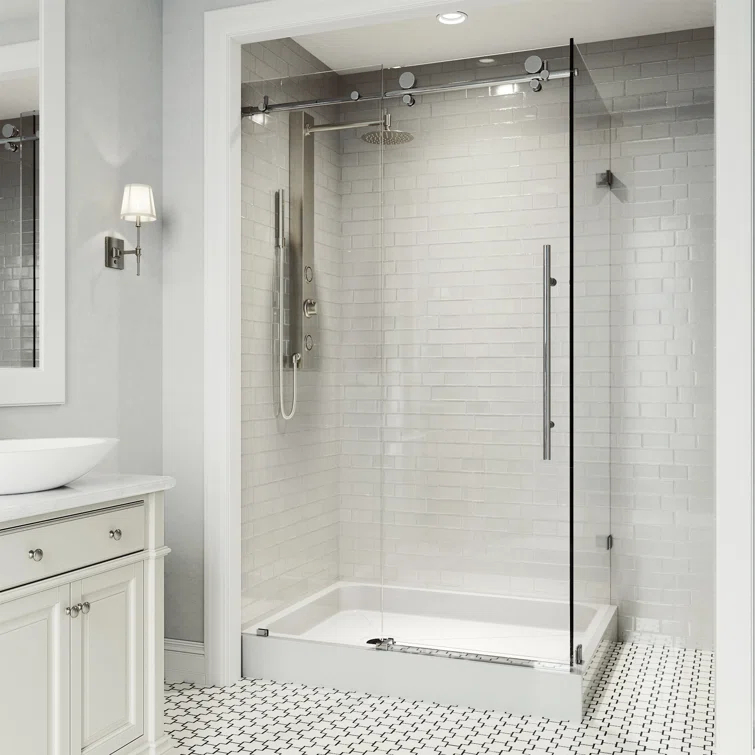 Elan E-class 48" W x 36" D x 82" H Sliding Frameless Shower Enclosure with 3/8" Clear Glass&Base