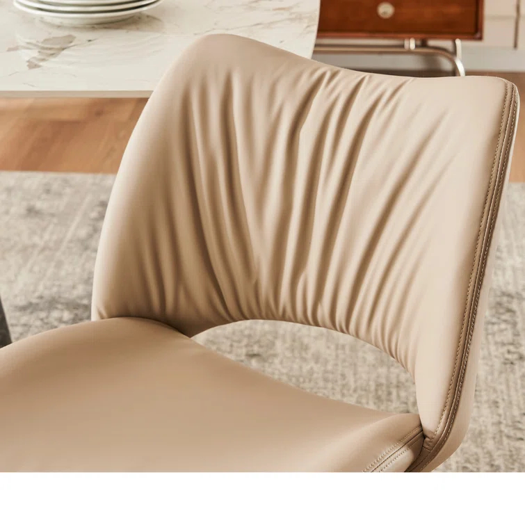 Mackensie Upholstered Dining Chairs Faux Leather Kitchen Chairs with Metal Legs (Set of 2)