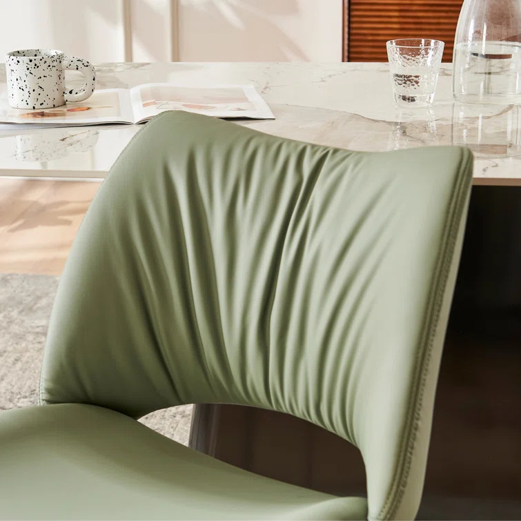 Mackensie Upholstered Dining Chairs Faux Leather Kitchen Chairs with Metal Legs