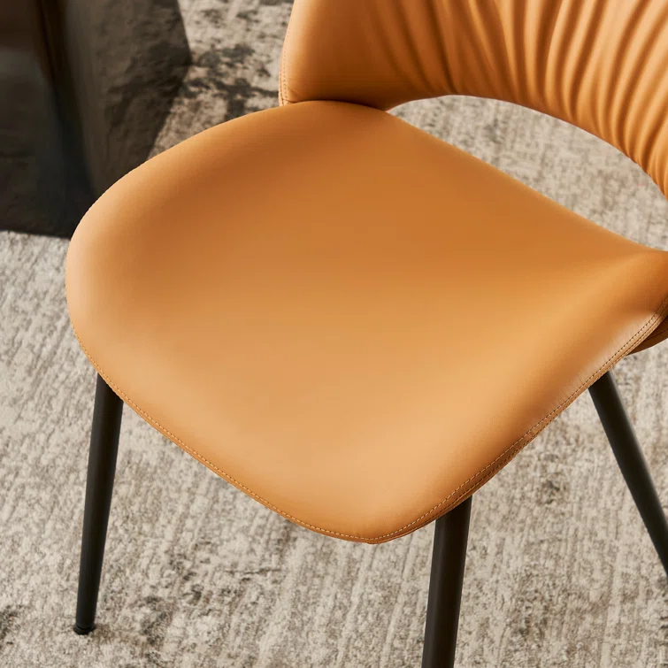 Mackensie Upholstered Dining Chairs Faux Leather Kitchen Chairs with Metal Legs