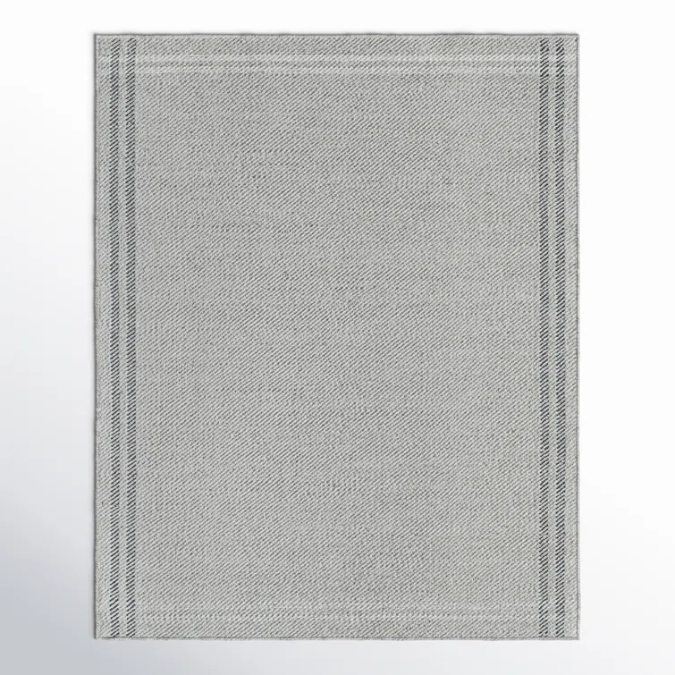 Lavande Wool Area Rug in Dark Gray/Ivory