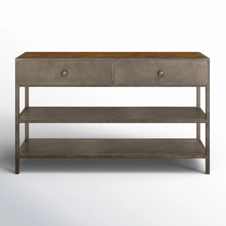 Industrial 50'' Brown and Zinc Console Table with Storage