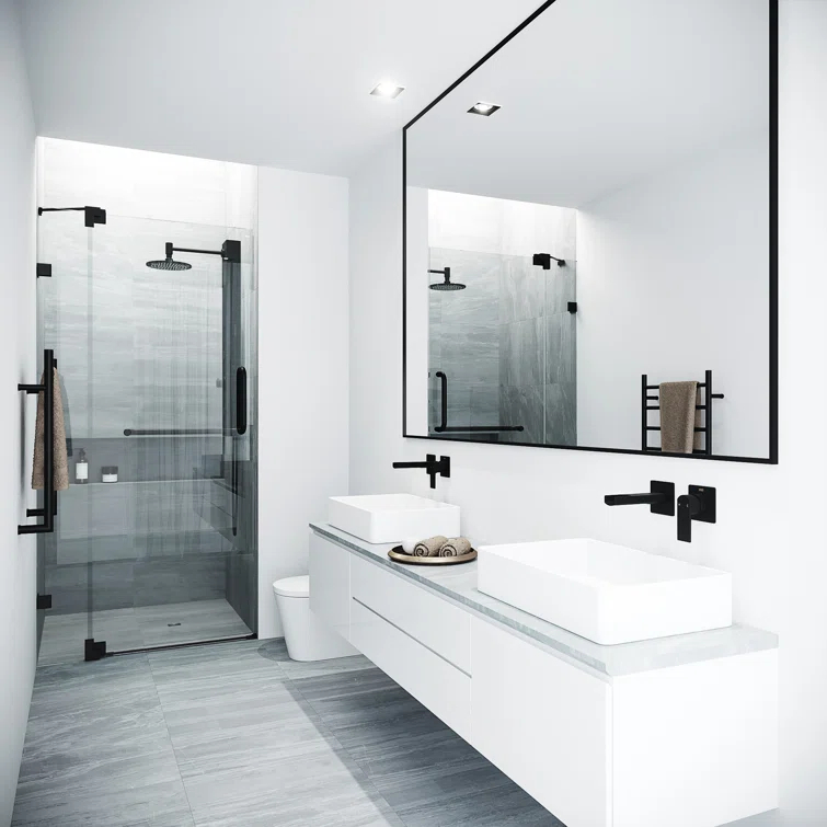 Pirouette 30-36" W x 72" H Pivot Frameless Shower Door with 3/8" Clear Glass