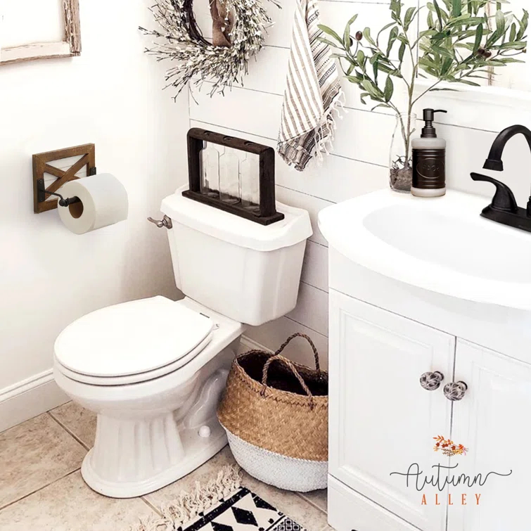 Wall Mount Farmhouse Toilet Paper Holder - Shiplap Accent