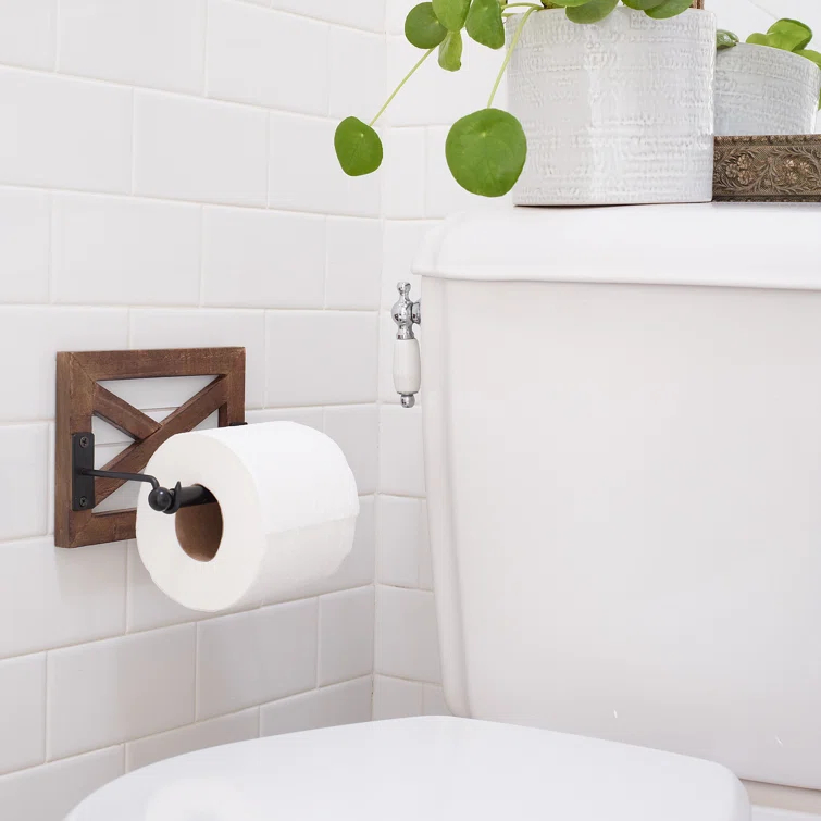 Wall Mount Farmhouse Toilet Paper Holder - Shiplap Accent