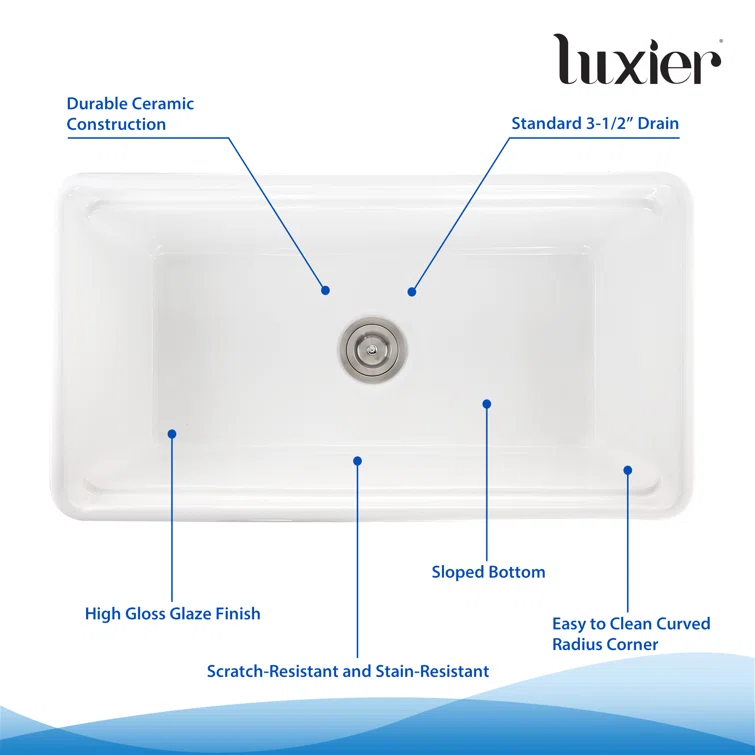 Farmhouse Apron Single Bowl Ceramic Kitchen Sink with Accessories