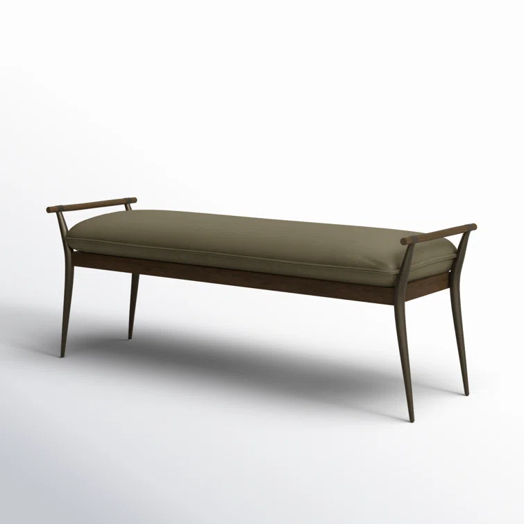 Charlotte Mid-Century Modern Velvet Loden Upholstered Bench