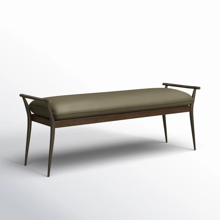 Charlotte Mid-Century Modern Velvet Loden Upholstered Bench