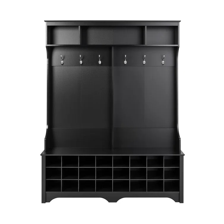 Gracie Oaks Gracie Hall Tree 60'' Wide with Bench and Shoe Storage