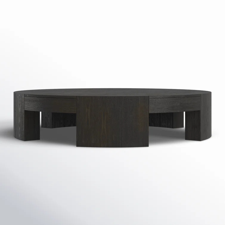 Charcoal Oak Veneer Round Coffee Table with Storage